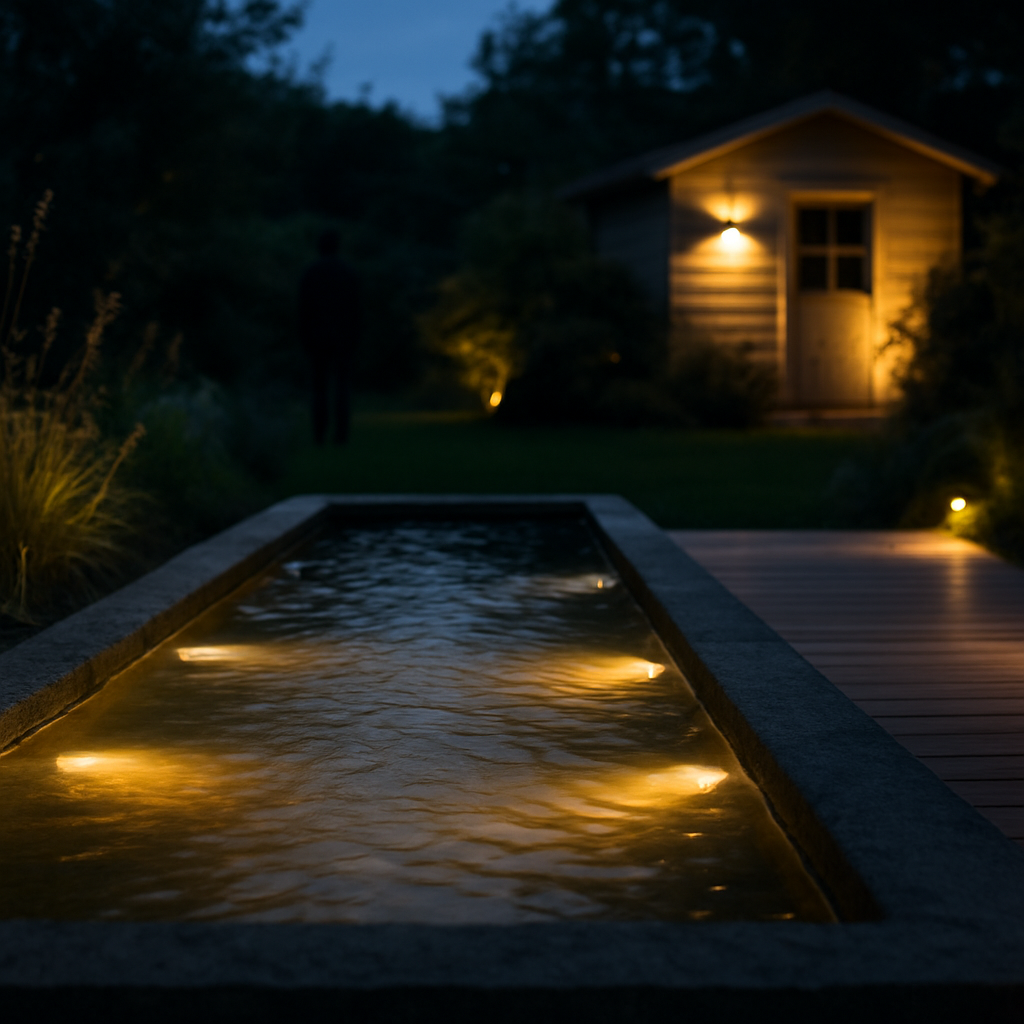 Green and White Outdoors Wasserspiele mit Beleuchtung kombinieren